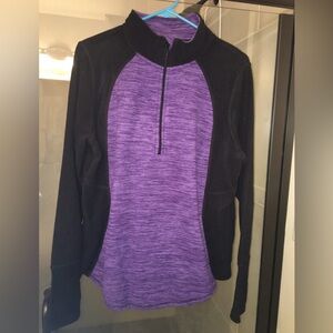 St Johns Bay Petite XL Long Sleeve Fitness Top Purple Black